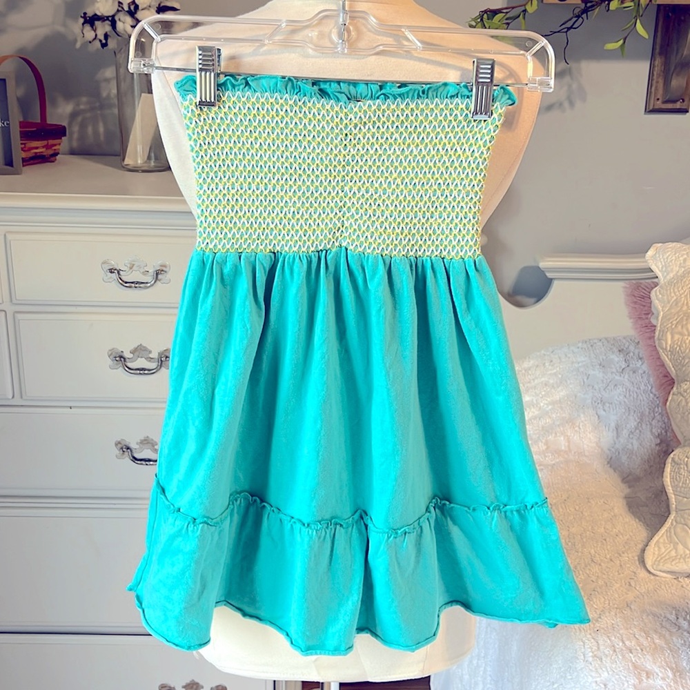 Strapless Cover Up  Dress Ruffle Hem